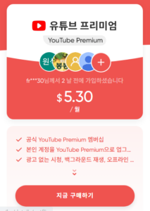유튜브 프리미엄 상품 선택